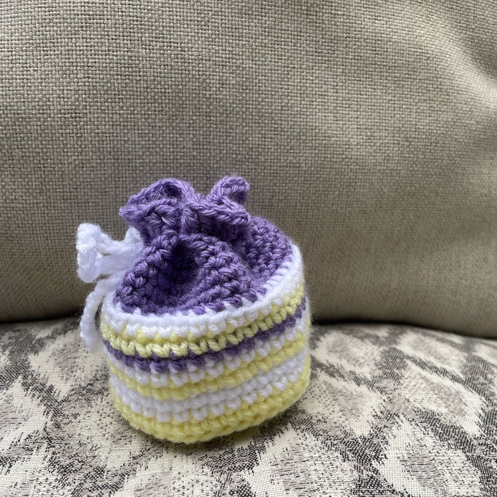Handcrafted Purple and Yellow Crochet Pouch